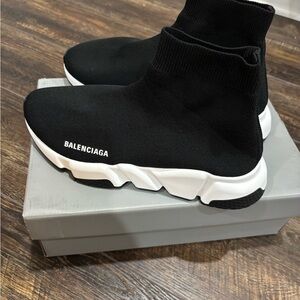Authentic Balenciaga Black and White Speed Sock Sneakers